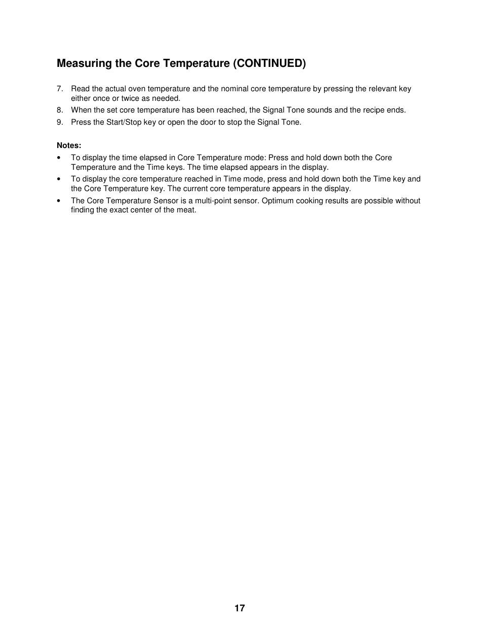 Measuring the core temperature (continued) | Cleveland Range The MINI OES-6.08 User Manual | Page 23 / 51