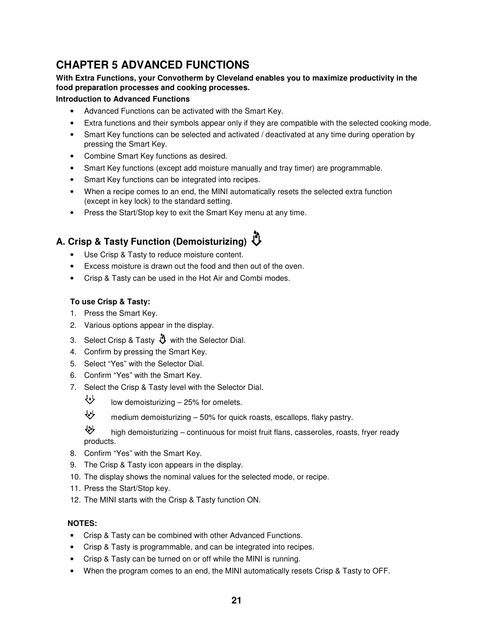 Chapter 5 advanced functions | Cleveland Range The MINI OES-6.08 User Manual | Page 27 / 51