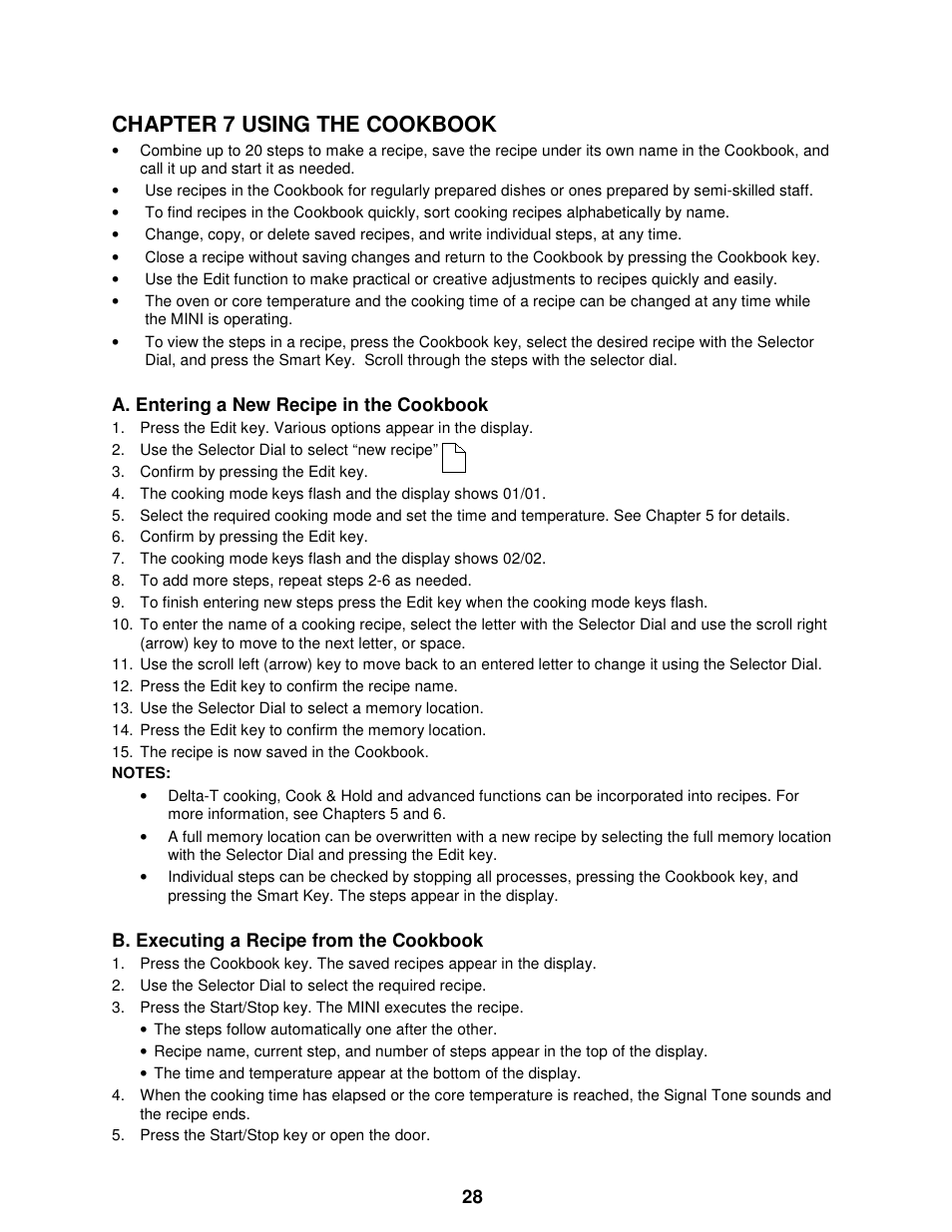 Chapter 7 using the cookbook | Cleveland Range The MINI OES-6.08 User Manual | Page 34 / 51
