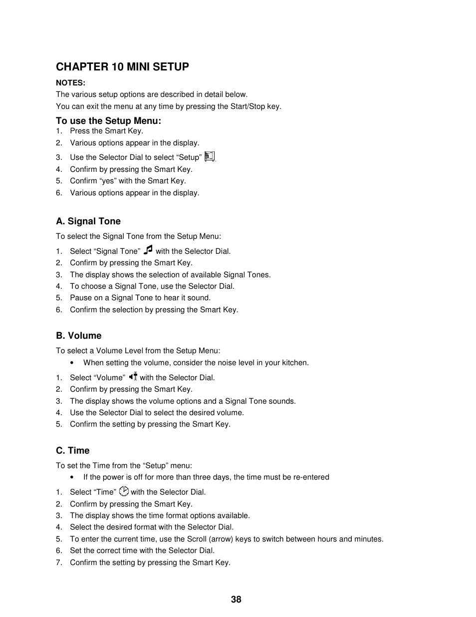 Chapter 10 mini setup | Cleveland Range The MINI OES-6.08 User Manual | Page 44 / 51