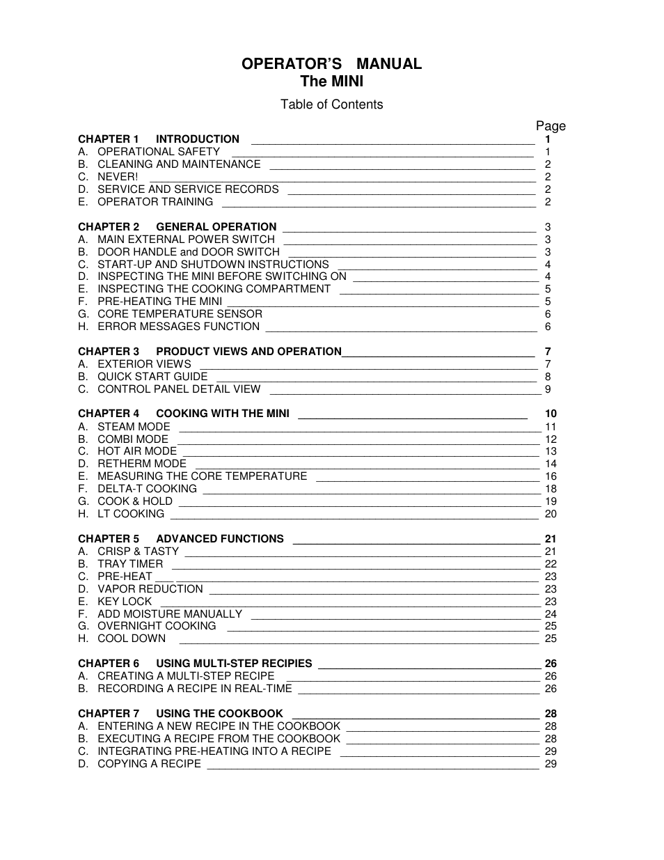 Cleveland Range The MINI OES-6.08 User Manual | Page 5 / 51