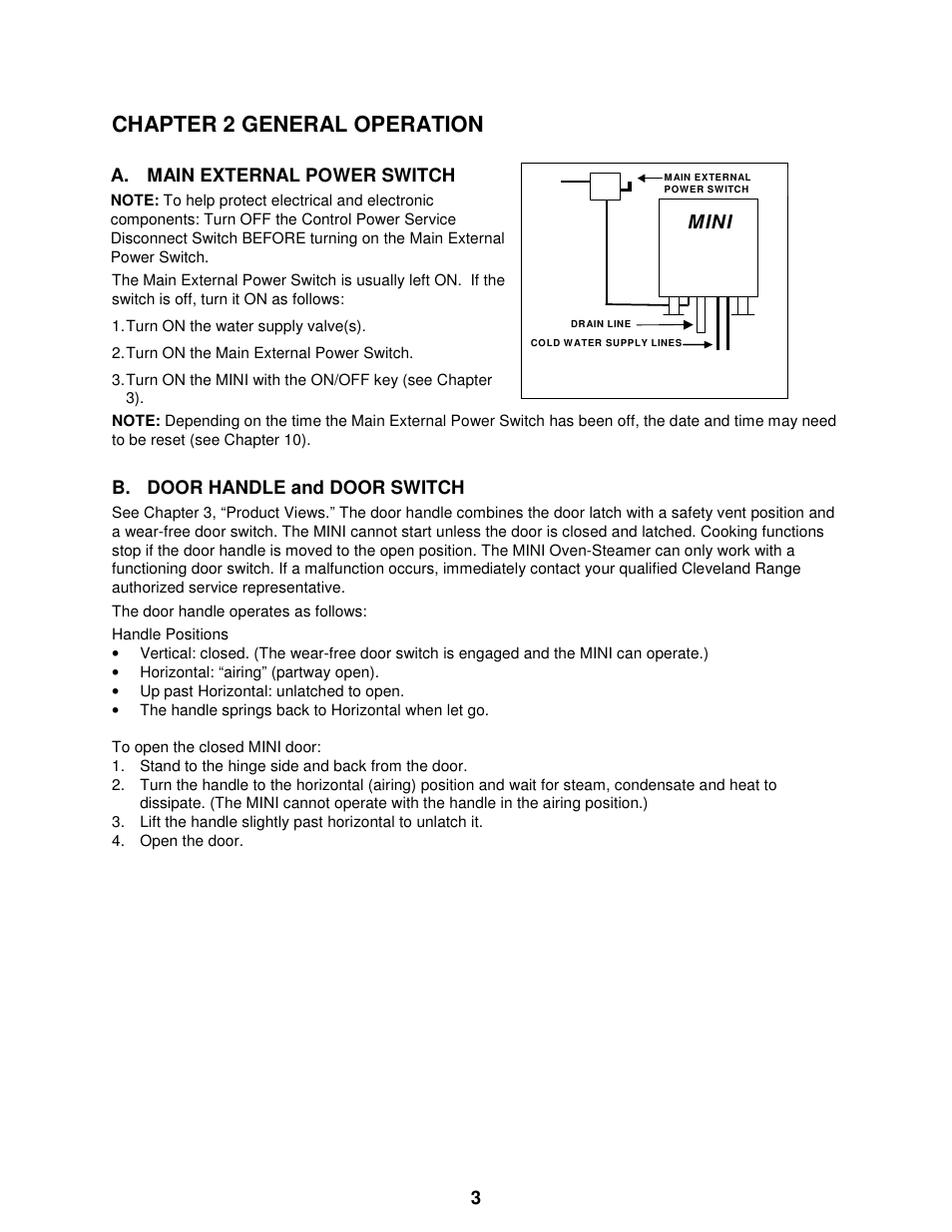 Chapter 2 general operation, Mini | Cleveland Range The MINI OES-6.08 User Manual | Page 9 / 51