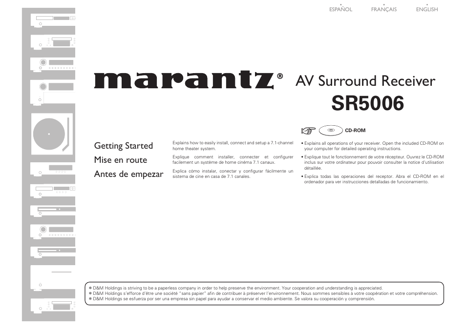 Marantz SR5006 Getting Started User Manual | 16 pages
