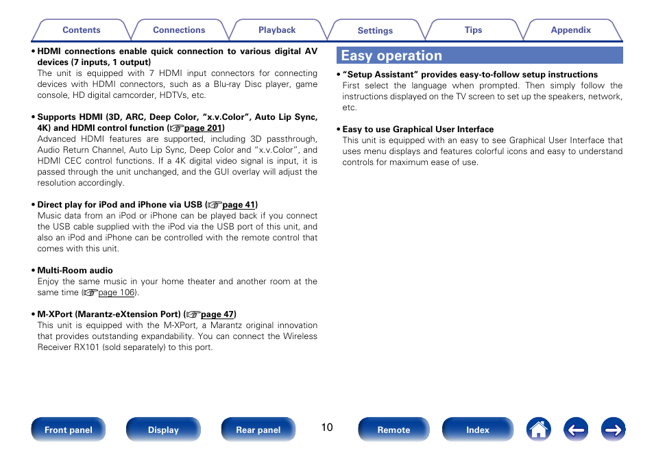 Easy operation | Marantz SR5008 User Manual | Page 10 / 238