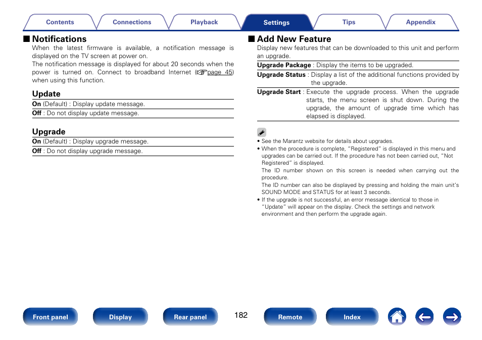 2 notifications, 2 add new feature | Marantz SR5008 User Manual | Page 182 / 238