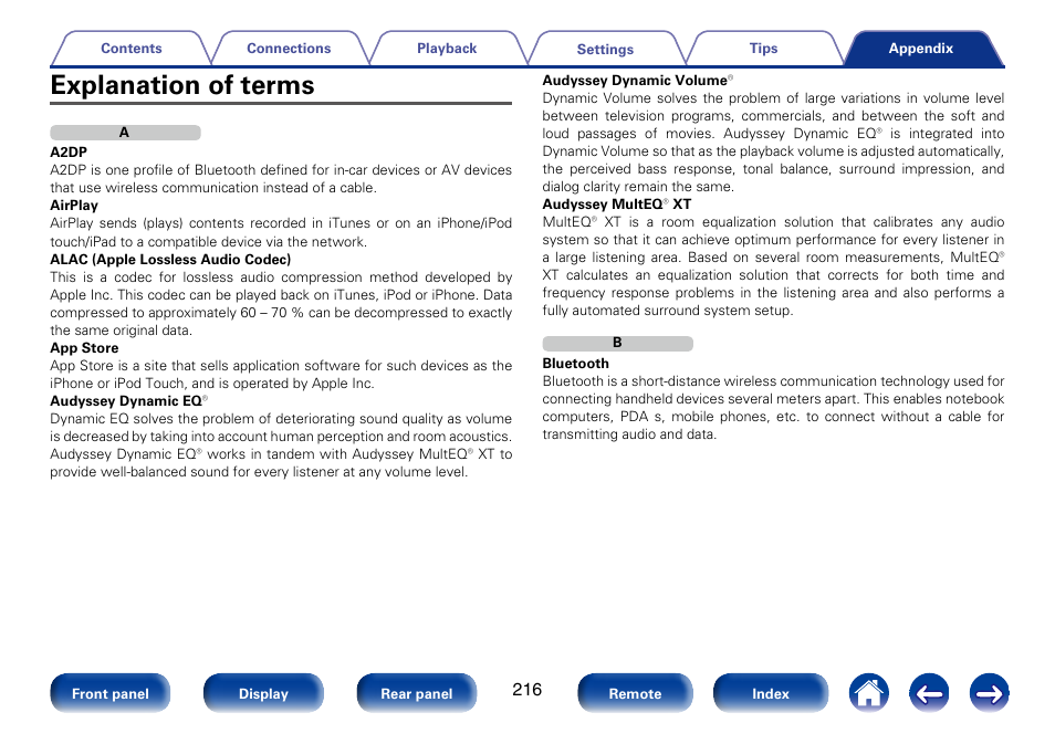 Explanation of terms | Marantz SR5008 User Manual | Page 216 / 238