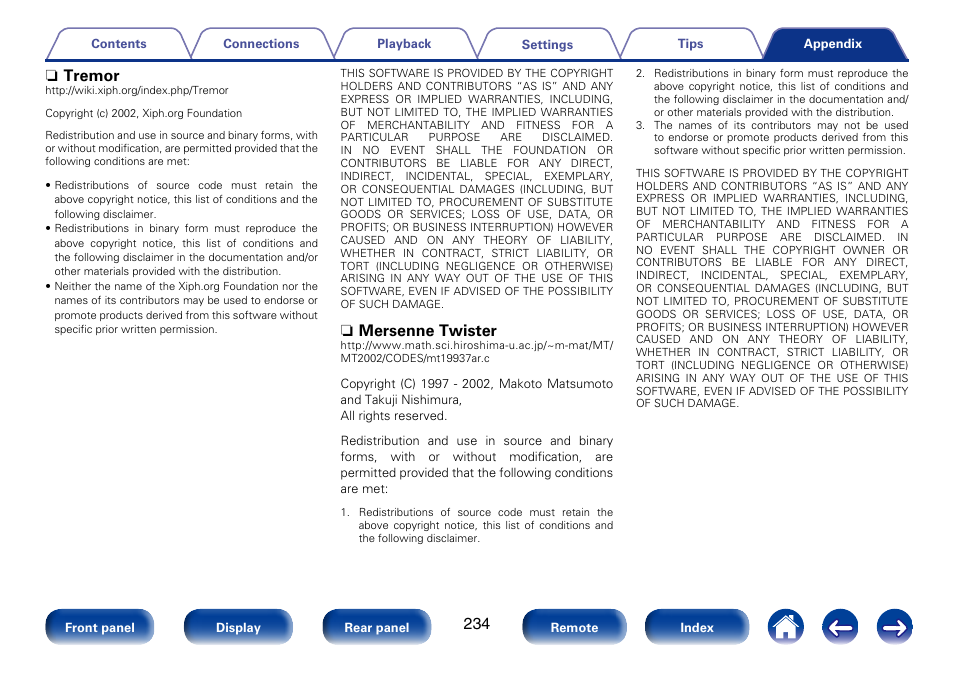 N tremor, N mersenne twister | Marantz SR5008 User Manual | Page 234 / 238