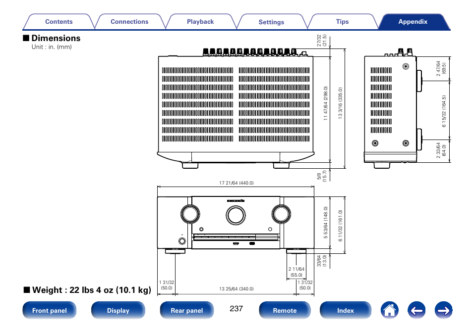 2 dimensions | Marantz SR5008 User Manual | Page 237 / 238