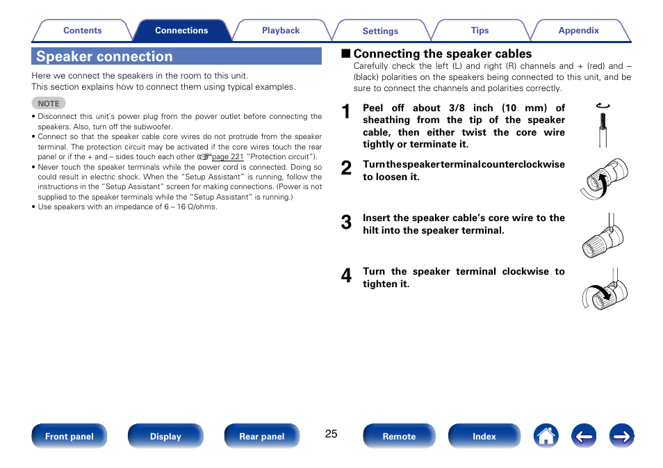 Speaker connection | Marantz SR5008 User Manual | Page 25 / 238