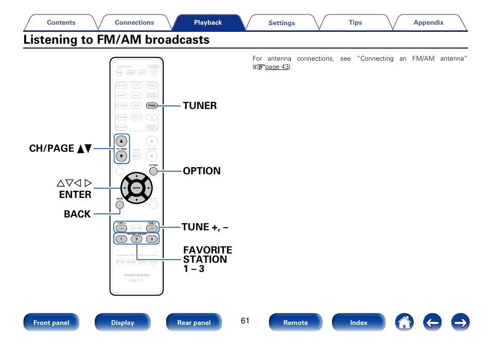 Listening to fm/am broadcasts | Marantz SR5008 User Manual | Page 61 / 238