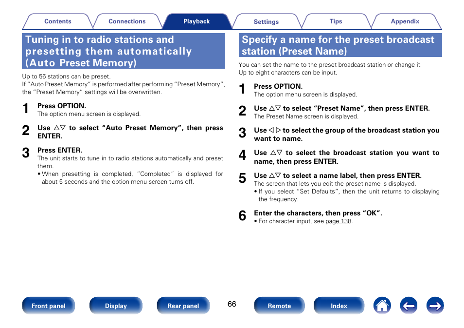 Tuning in to radio stations and presetting | Marantz SR5008 User Manual | Page 66 / 238