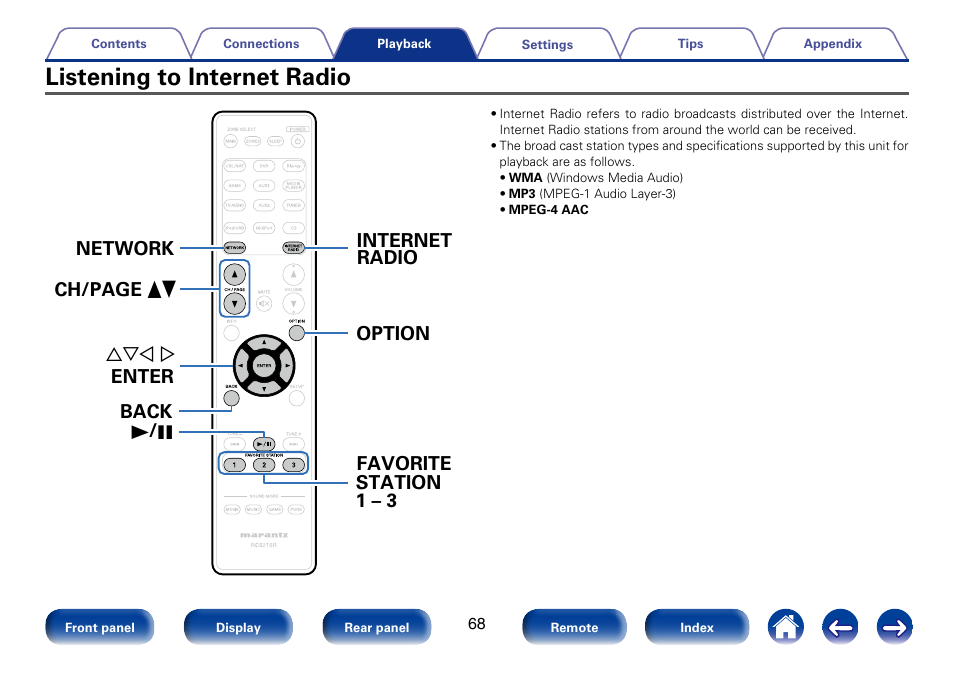 Listening to internet radio | Marantz SR5008 User Manual | Page 68 / 238