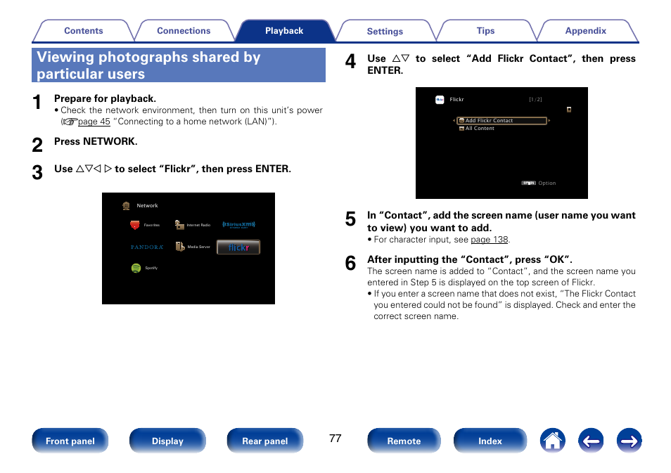 Viewing photographs shared by particular users | Marantz SR5008 User Manual | Page 77 / 238