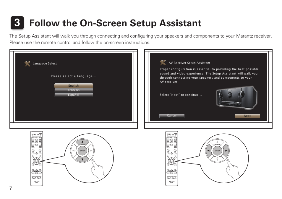 Follow the on-screen setup assistant | Marantz SR5008 Getting Started User Manual | Page 8 / 10