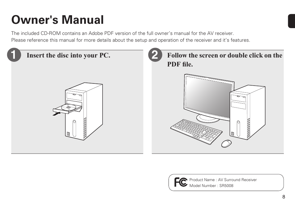 Owner's manual | Marantz SR5008 Getting Started User Manual | Page 9 / 10