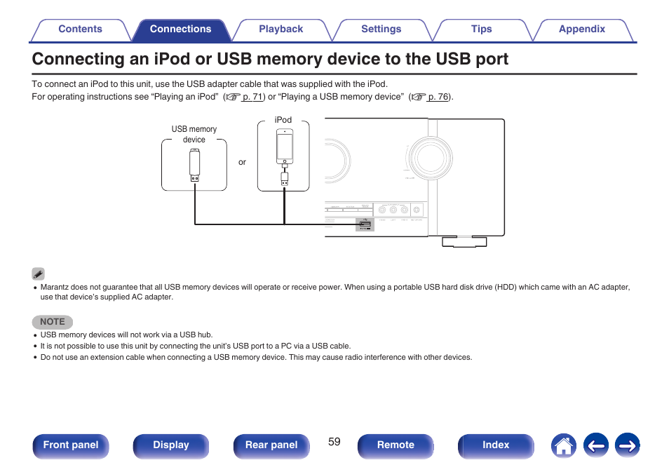 V p. 59) | Marantz SR5010 User Manual | Page 59 / 295