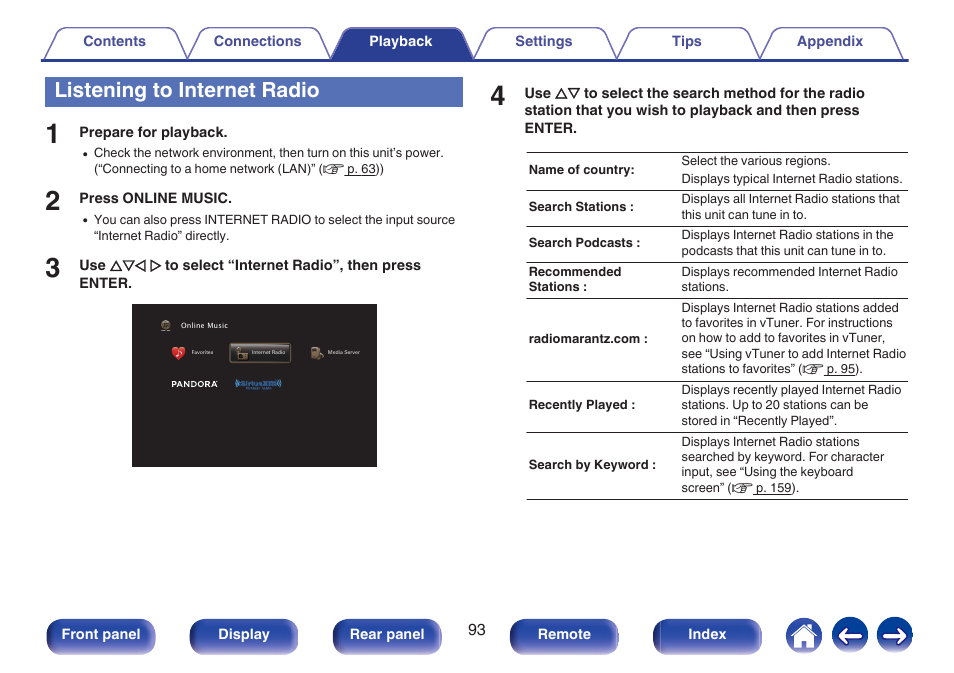 Listening to internet radio | Marantz SR5010 User Manual | Page 93 / 295