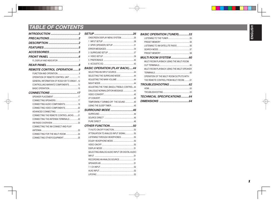 Marantz SR6001 User Manual | Page 4 / 71