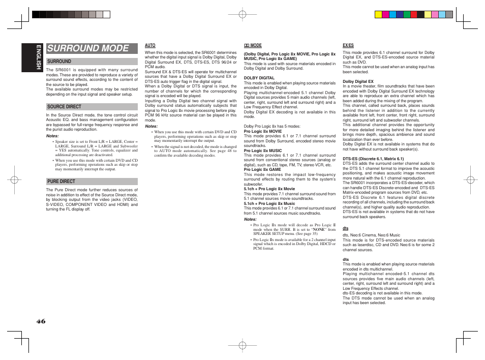 Surround mode | Marantz SR6001 User Manual | Page 49 / 71