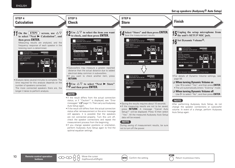 Calculation, Check, Store finish | Marantz SR6005 User Manual | Page 14 / 104