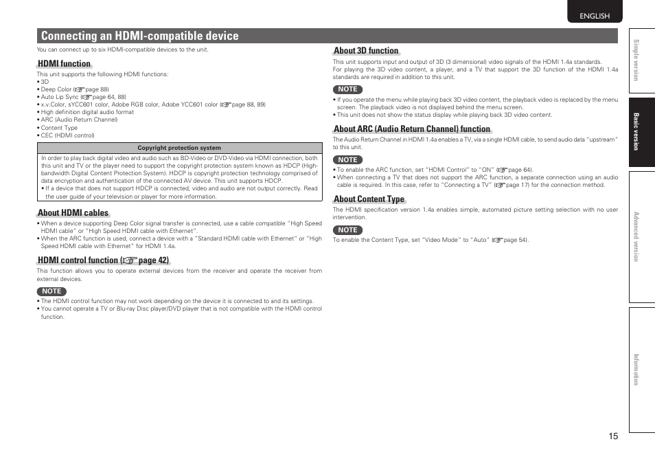 Connecting an hdmi-compatible device | Marantz SR6005 User Manual | Page 19 / 104