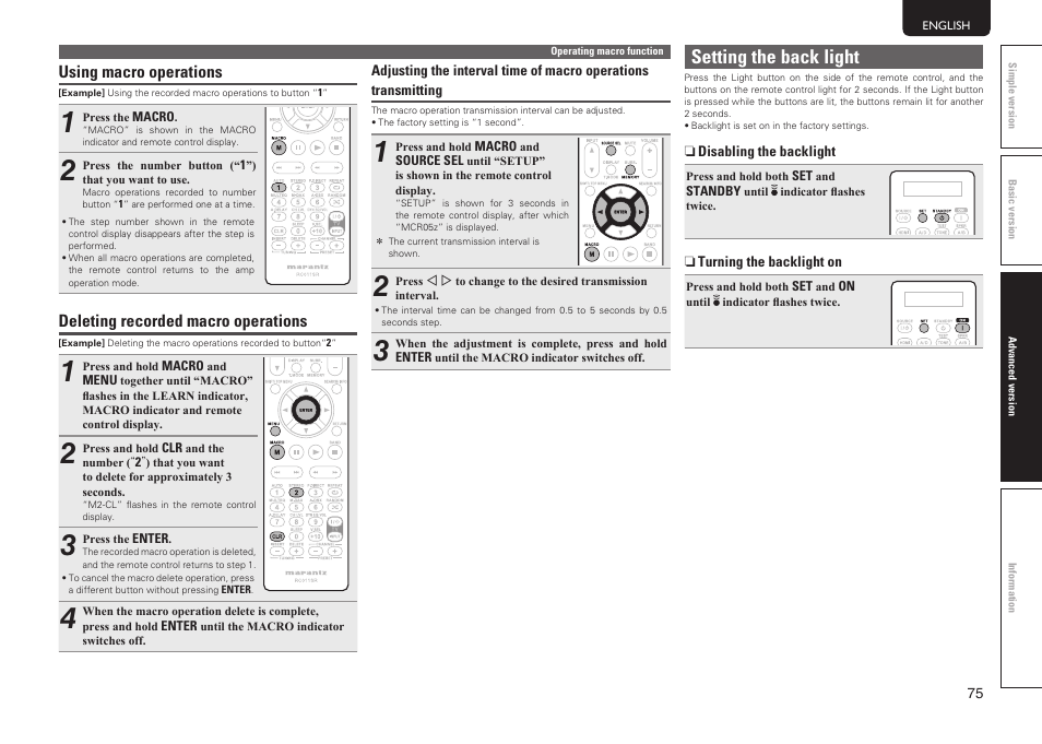 Setting the back light | Marantz SR6005 User Manual | Page 79 / 104