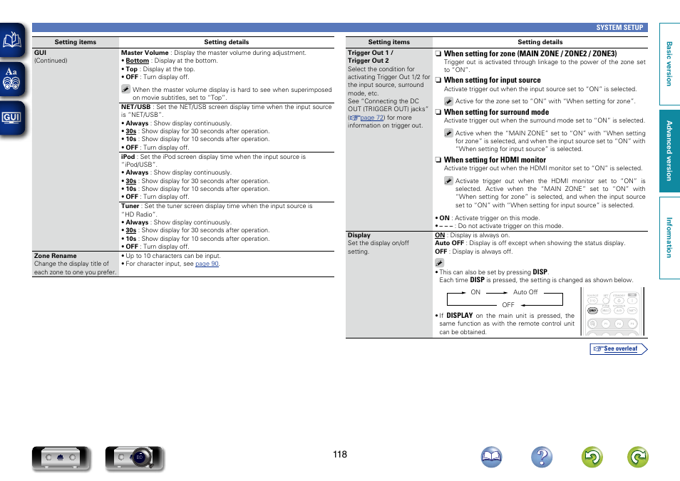 Default: 30 sec) at menu “ipod, Press, And character input for the network functions | Marantz SR6006 User Manual | Page 121 / 159