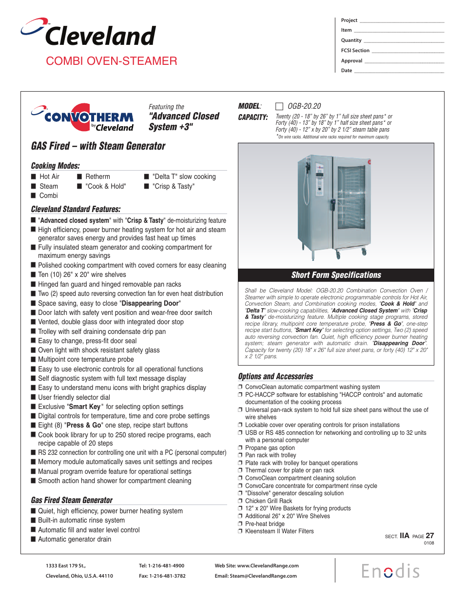 Cleveland Range Enodis OGB-20.20 User Manual | 2 pages