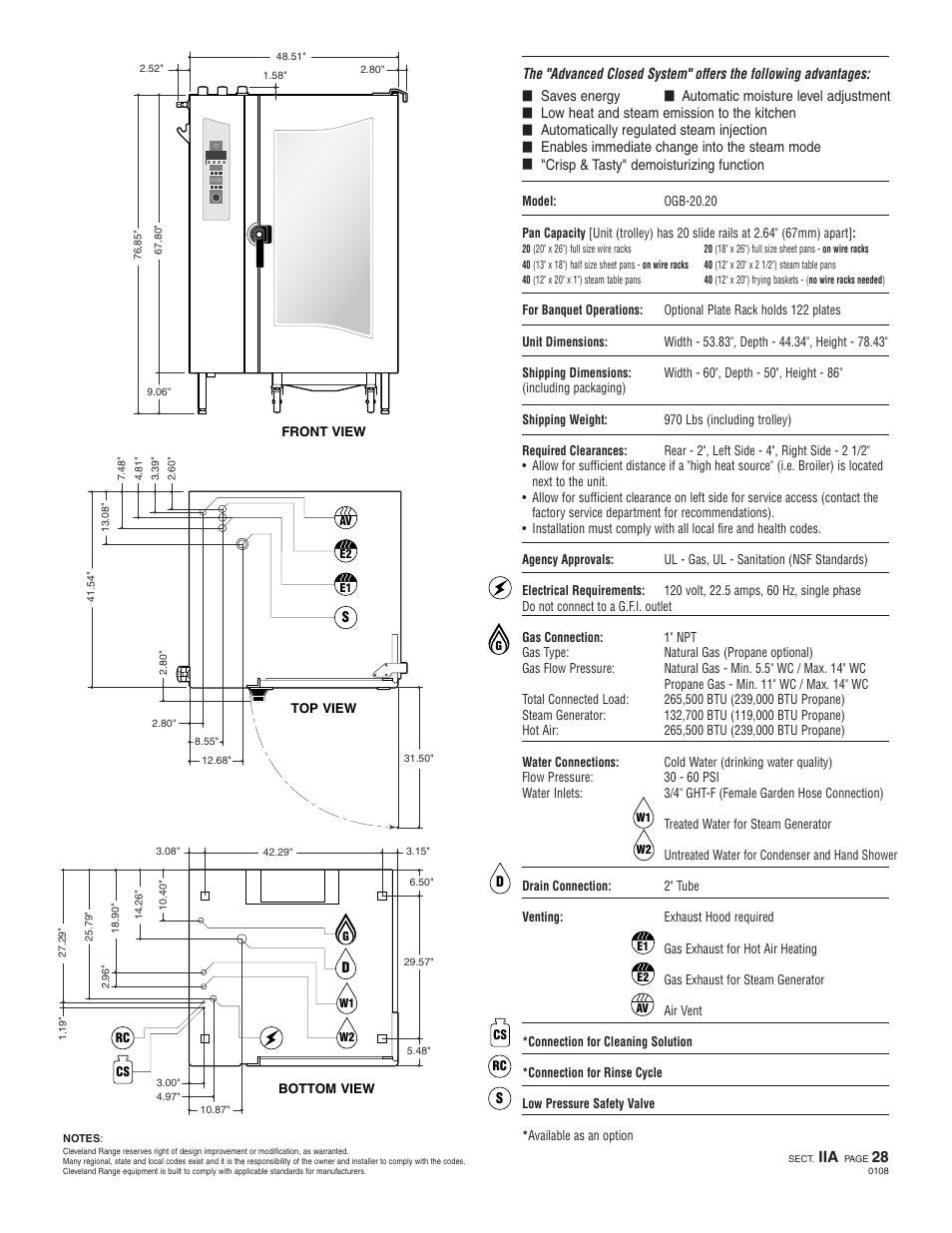 Oeb 20.20, Ogs 20.20 | Cleveland Range Enodis OGB-20.20 User Manual | Page 2 / 2