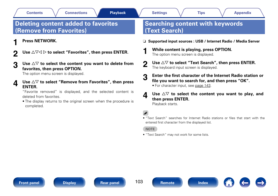 Searching content with keywords (text search) | Marantz SR6008 User Manual | Page 103 / 247
