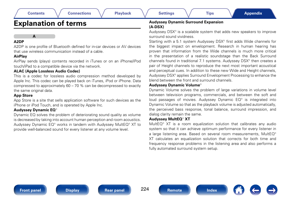 Explanation of terms | Marantz SR6008 User Manual | Page 224 / 247