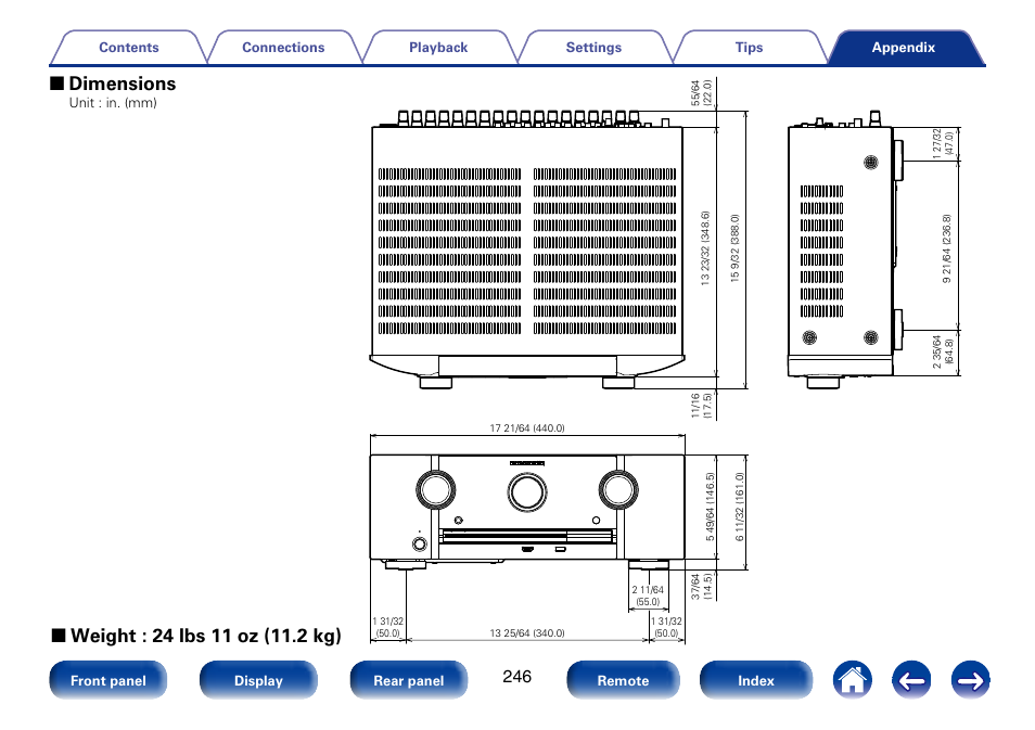 2 dimensions | Marantz SR6008 User Manual | Page 246 / 247