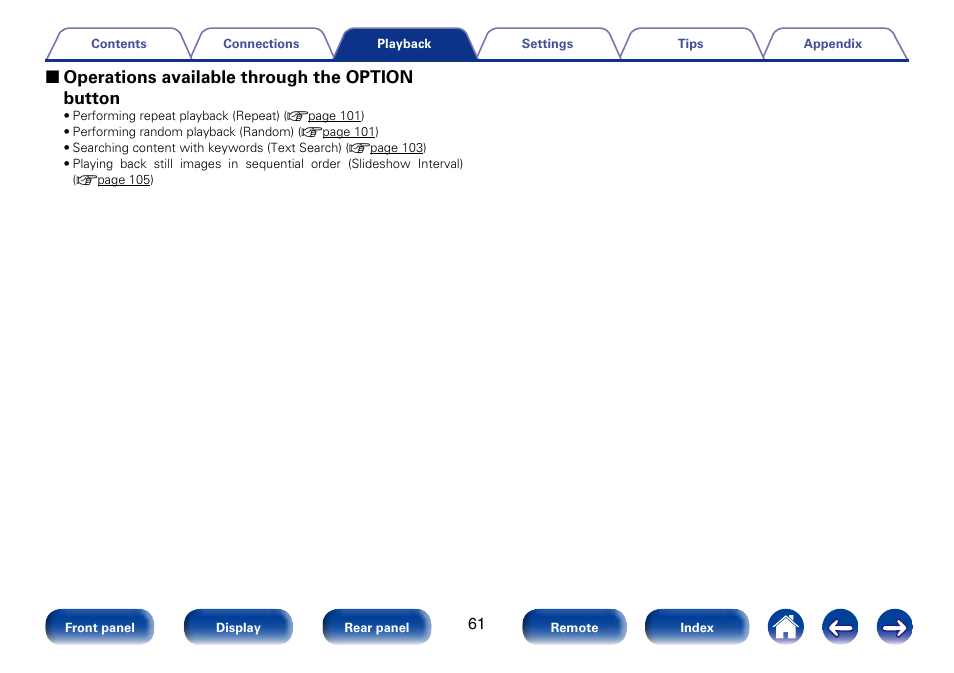 2 operations available through the option button | Marantz SR6008 User Manual | Page 61 / 247