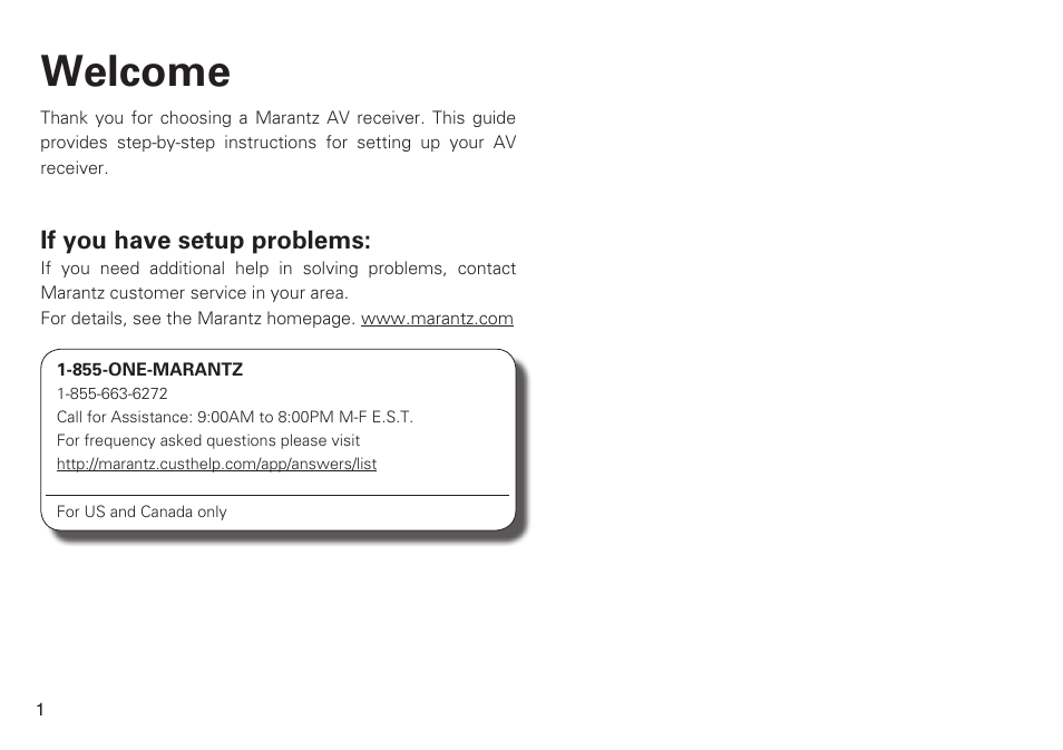 Welcome | Marantz SR6008 Getting Started User Manual | Page 2 / 10