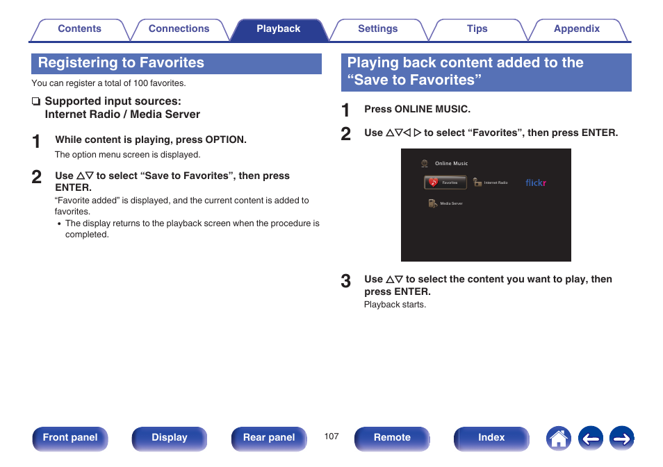 Registering to favorites | Marantz SR6009 User Manual | Page 107 / 282