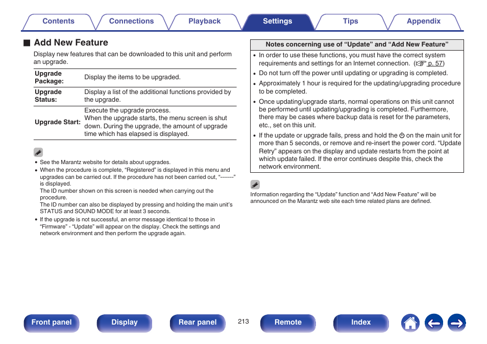 O add new feature | Marantz SR6009 User Manual | Page 213 / 282