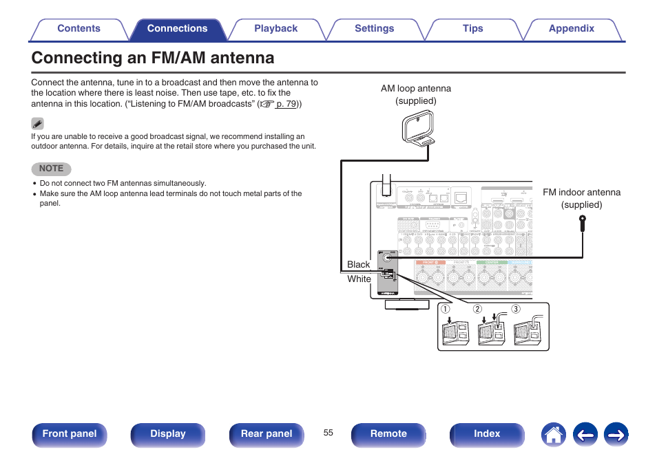 Connecting an fm/am antenna | Marantz SR6009 User Manual | Page 55 / 282