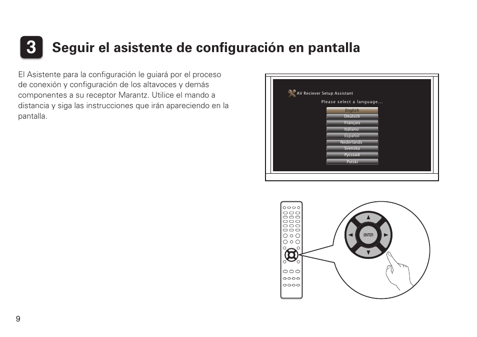 Seguir el asistente de configuración en pantalla | Marantz SR6009 Quick Start User Manual | Page 10 / 12