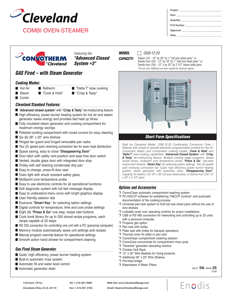 Cleveland Range Convotherm OGB-12.20 User Manual | 2 pages