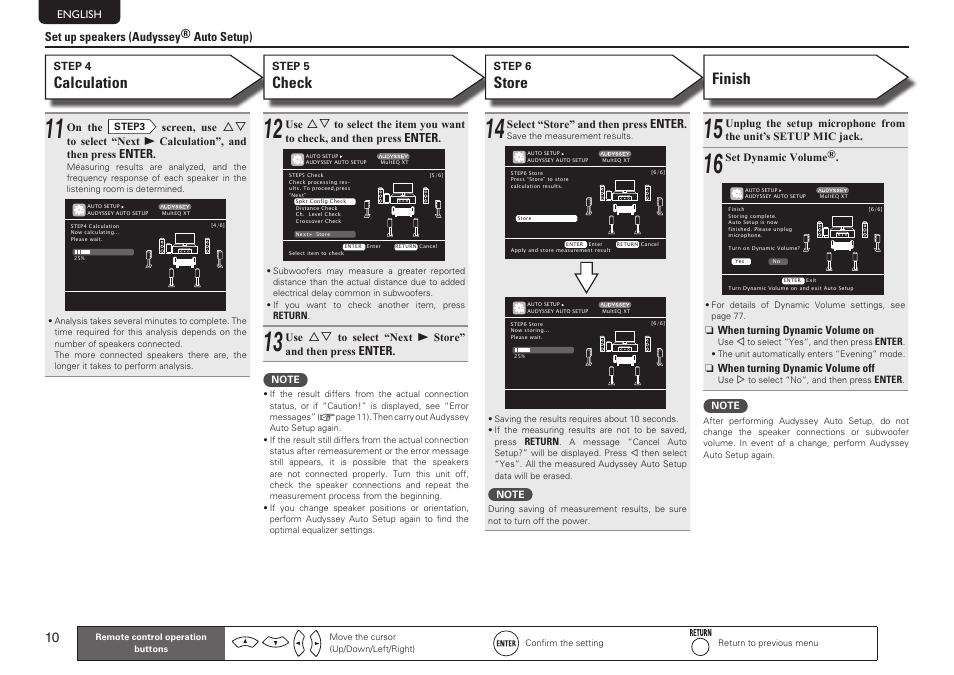 Calculation, Check, Store finish | Marantz SR7005 User Manual | Page 14 / 128