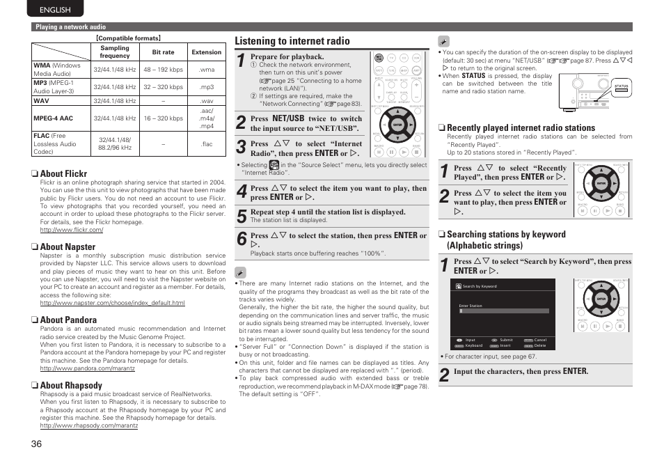 Listening to internet radio | Marantz SR7005 User Manual | Page 40 / 128