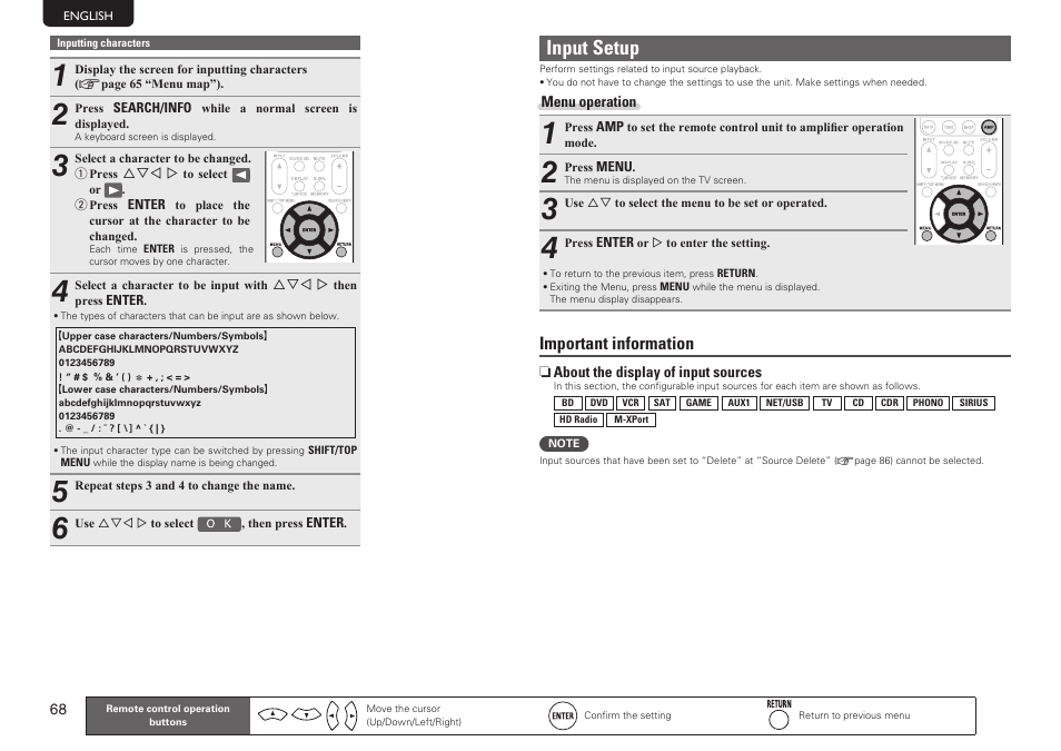 Input setup | Marantz SR7005 User Manual | Page 72 / 128