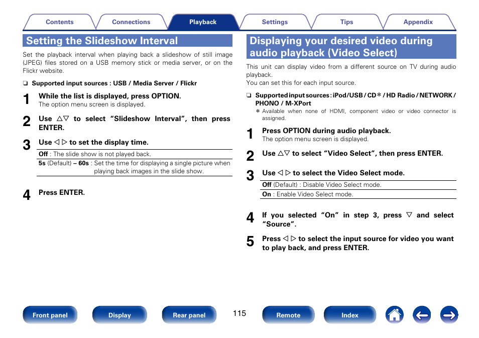 Setting the slideshow interval | Marantz SR7008 User Manual | Page 115 / 286