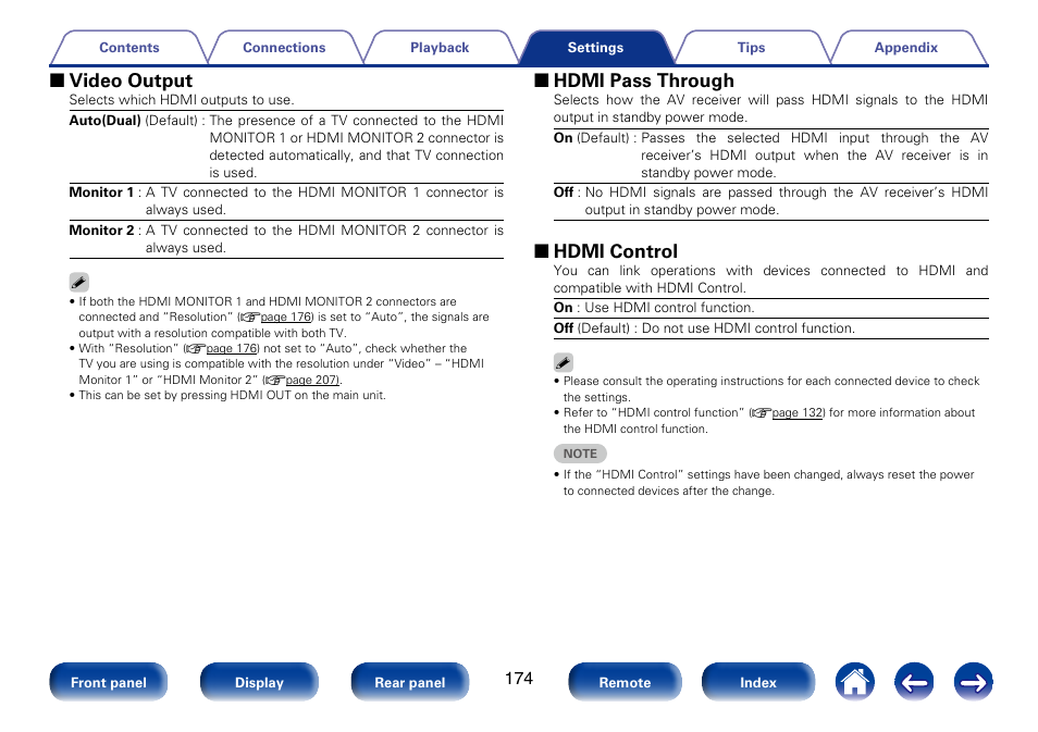 2 video output, 2 hdmi pass through, 2 hdmi control | Marantz SR7008 User Manual | Page 174 / 286