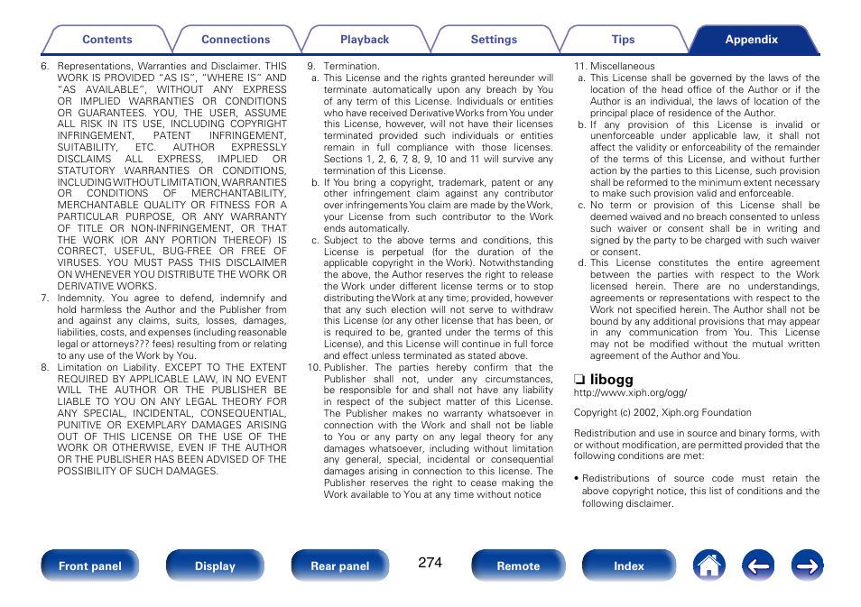 N libogg | Marantz SR7008 User Manual | Page 274 / 286