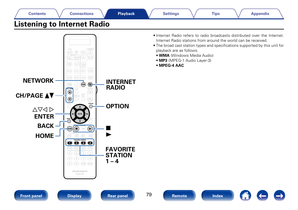 Listening to internet radio | Marantz SR7008 User Manual | Page 79 / 286