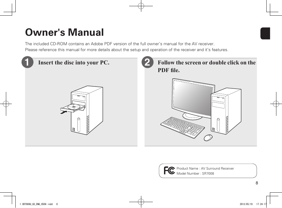 Owner's manual | Marantz SR7008 Getting Started User Manual | Page 9 / 10