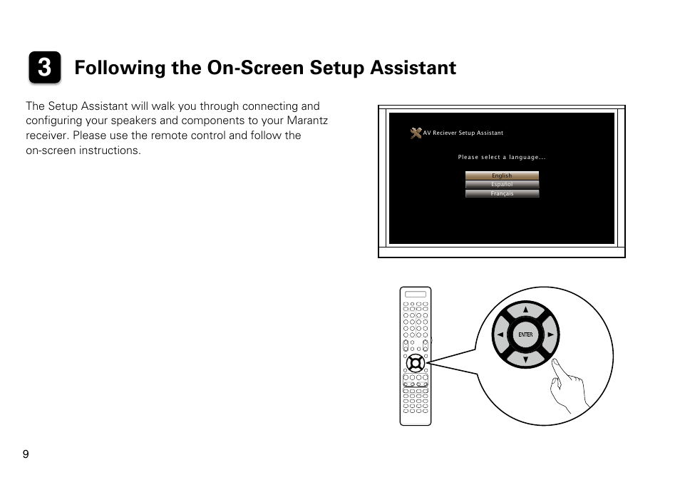 Following the on-screen setup assistant | Marantz SR7009 User Manual | Page 10 / 12