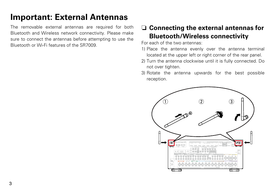 Important: external antennas | Marantz SR7009 User Manual | Page 4 / 12