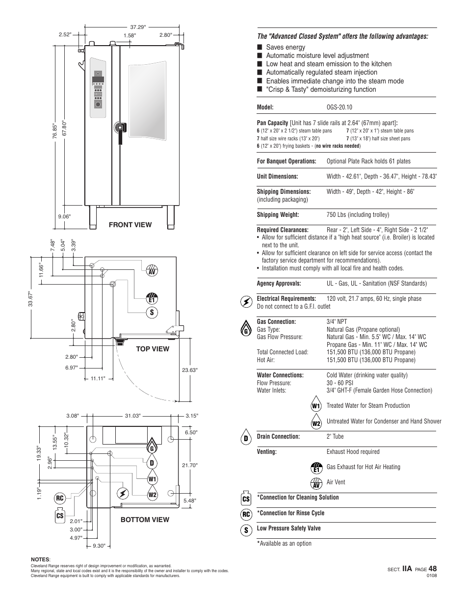 Oeb 20.10, Ogs 20.10 | Cleveland Range OGS-20.10 User Manual | Page 2 / 2